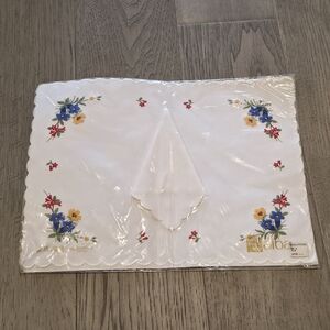 Vintage Alba Swiss Made Heimatwerk Cotton Placemat Embroidered Alpine Flowers